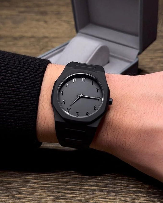 🖤 Elegant Black Arabic Dial Analog Watch – Daily Wear 🌟