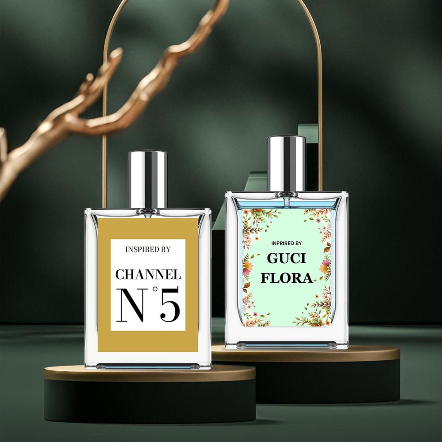 💖 Luxury Floral & Musk Perfume – Gucci Flora + Chanel N5 50ml (2 Bottles)